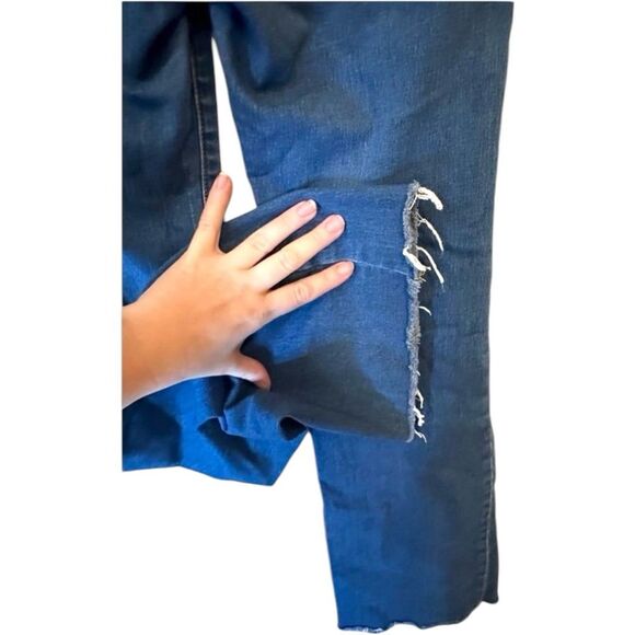 Free People Wide Leg Jeans Y2K 70s Raw Hem Dark Wash Denim Size 26 boho retro - Picture 6 of 7